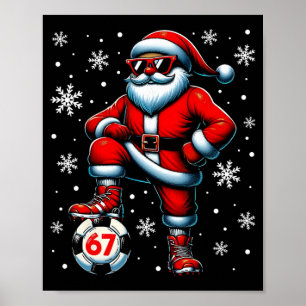 Affiche Drôle de Noël Football Cool Santa Claus 6 7 Meme T