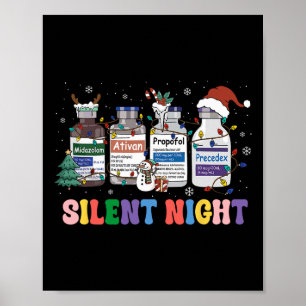 Affiche Drôle de Noël Infirmière Médicale Noël Icu Nicu R