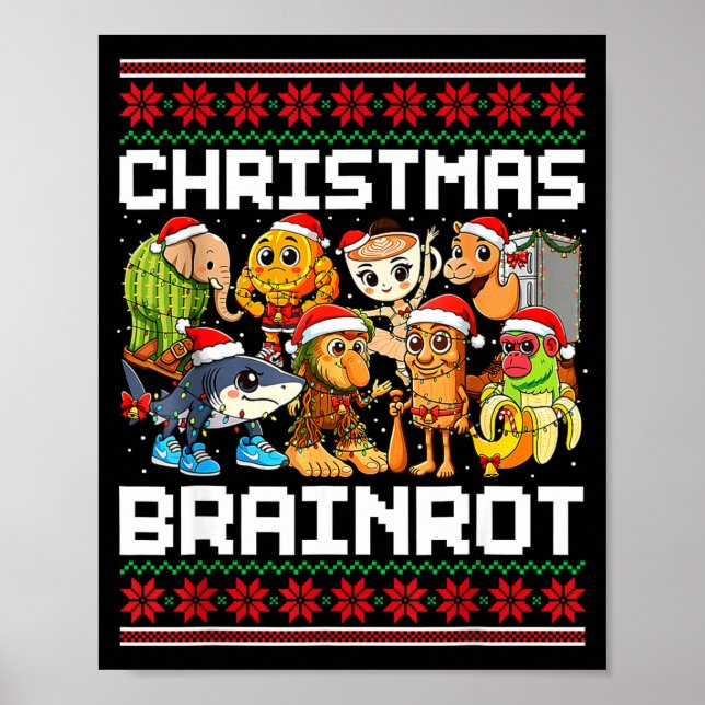 Affiche Drôle de Noël Italien Brain Rot Italien Brainrot (Devant)