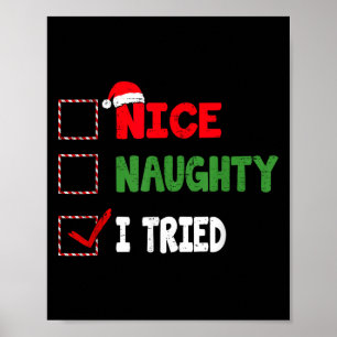 Affiche Drôle de Noël Sympa Mauvais J'ai essayé Vacances X