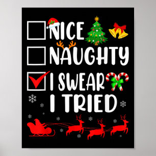 Affiche Drôle de Noël Sympa Mauvais Je Jure J'ai Essayé Xm