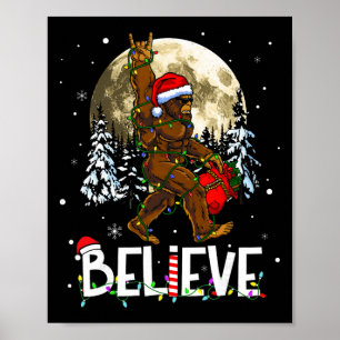 Affiche Drôle de Noël Xmas Bigfoot Croit Sasquatch Dans