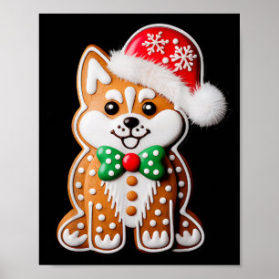 Affiche Drôle de pain d'épice Sibérien Husky Chien Noël Fe