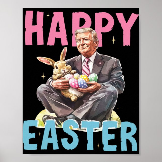 Affiche Drôle de Pâques de lapin d'Easter de Trump Œufs Jo (Devant)