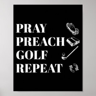 Affiche Drôle de pasteur chrétien prier prêcher golf répét