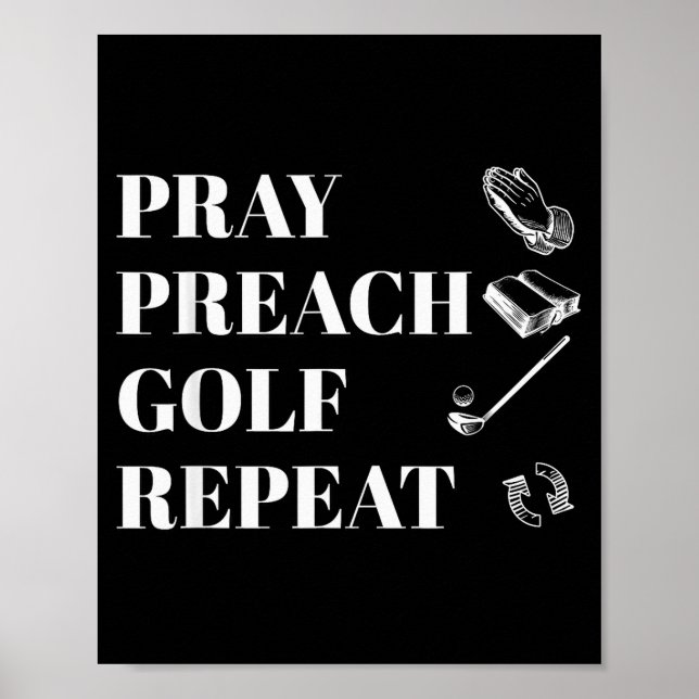Affiche Drôle de pasteur chrétien prier prêcher golf répét (Devant)