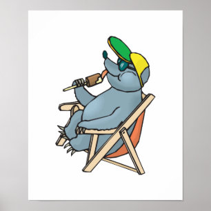 Affiche drôle de phoque manger glace