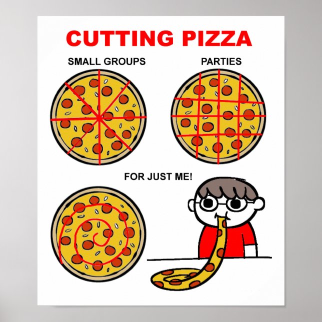 Affiche drôle de pizza à couper (Devant)