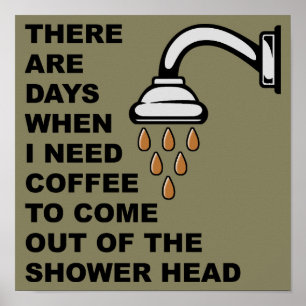 Affiche drôle de pomme de douche au café