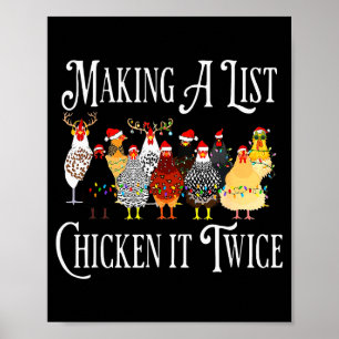 Affiche Drôle de poulet de Noël, faire une liste Poulet Il