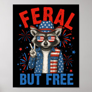 Affiche Drôle de Raton Laveur Sauvage Mais Libre Usa 4 Jui