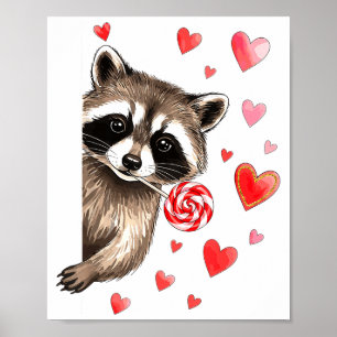 Affiche Drôle de Raton Laveur Sauvage Saint-Valentin Humou