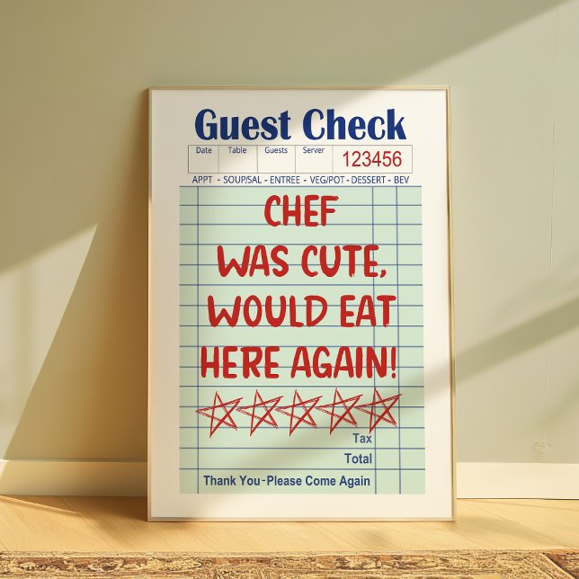 Affiche drôle de reçu de client rétro : le chef ét (Créateur téléchargé)