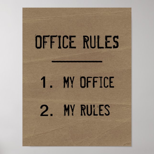 Affiche drôle de règles de bureau (Devant)