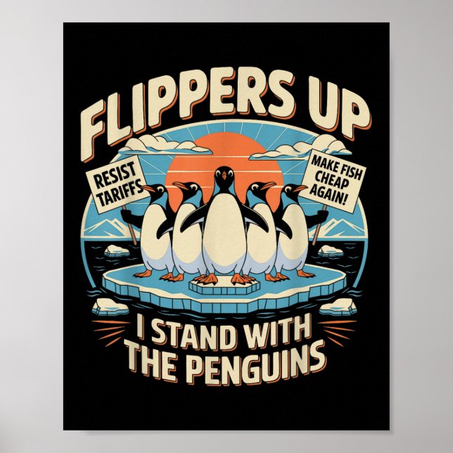 Affiche Drôle de résister aux pingouins protestation contr (Devant)