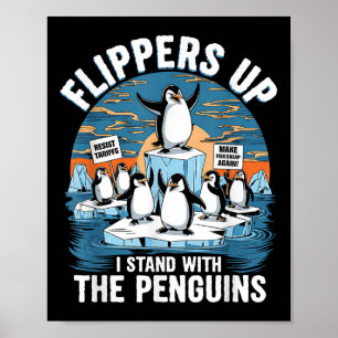 Affiche Drôle de résister aux pingouins protestation contr