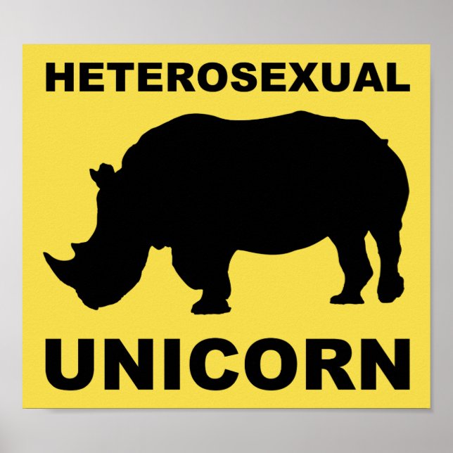 Affiche drôle de rhinocéros licorne hétérosexuel (Devant)