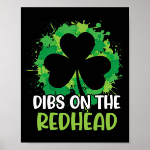 Affiche Drôle de Saint-Patrick irlandais Shamrock Dibs sur