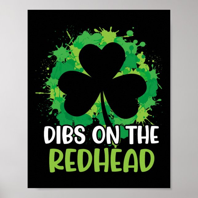 Affiche Drôle de Saint-Patrick irlandais Shamrock Dibs sur (Devant)