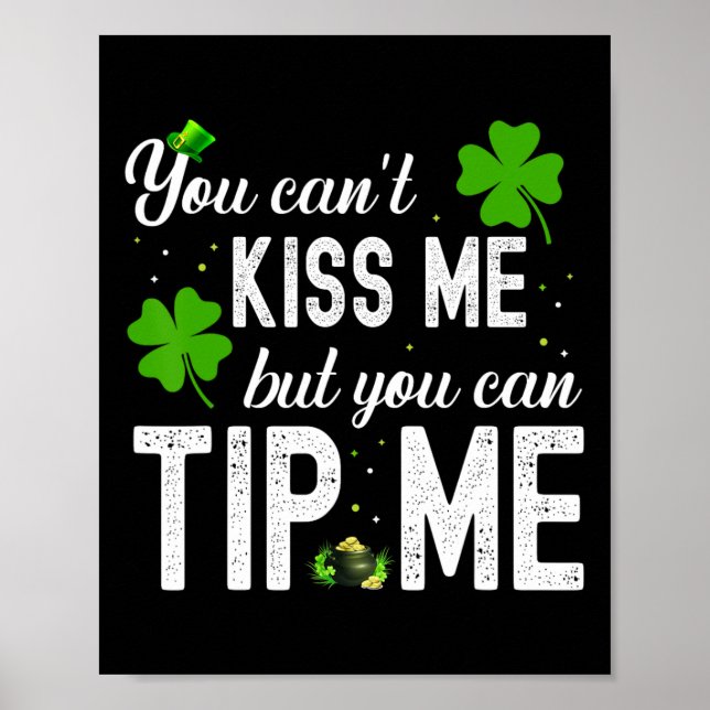 Affiche Drôle de Saint-Patrick Serveuse Barmaid Serveur Ti (Devant)