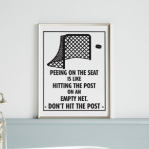 Affiche Drôle de salle de bain sur le thème de hockey en t