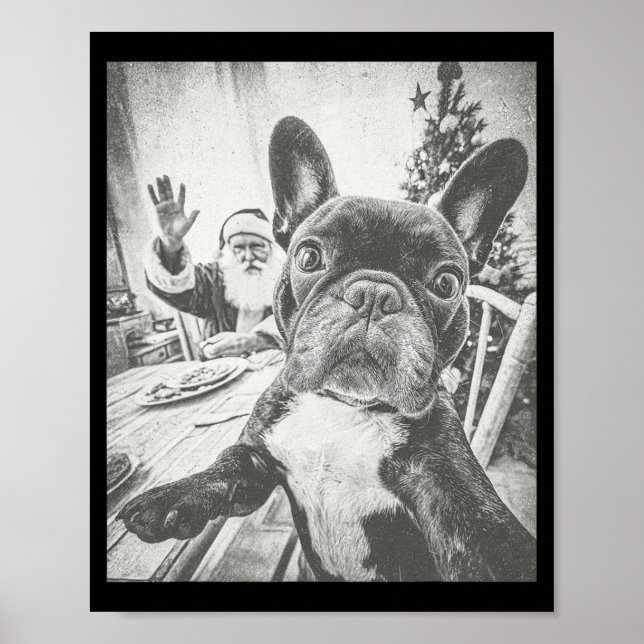 Affiche Drôle de selfie de bouledogue français Ai avec le  (Devant)