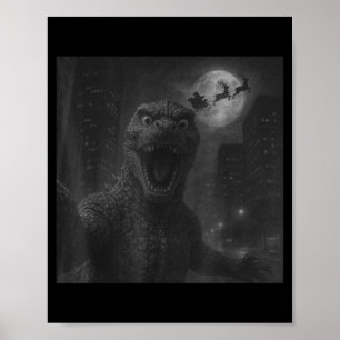 Affiche Drôle de selfie de Santa Kaiju japonais Noël Homme