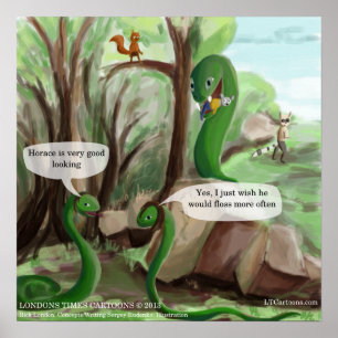 Affiche drôle de serpent et souris