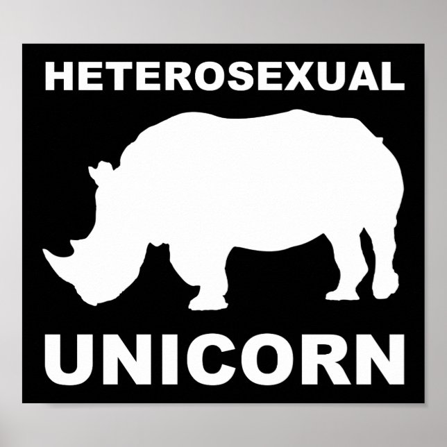 Affiche drôle de signe de Rhinocéros Licorne Hétér (Devant)