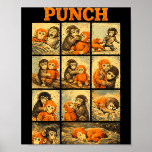 Affiche Drôle de singe macaque mignon coup de poing mème j