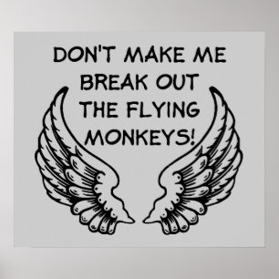 Affiche drôle de singes volants Humour