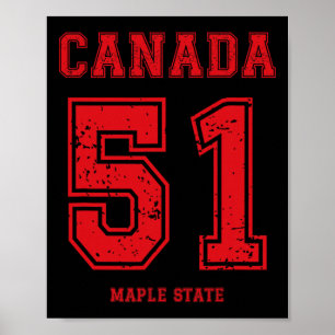 Affiche Drôle de sport Canada 51e État de l'érable. Thé Us
