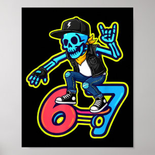 Affiche Drôle de squelette skater 67 Mème Rétro skateboard