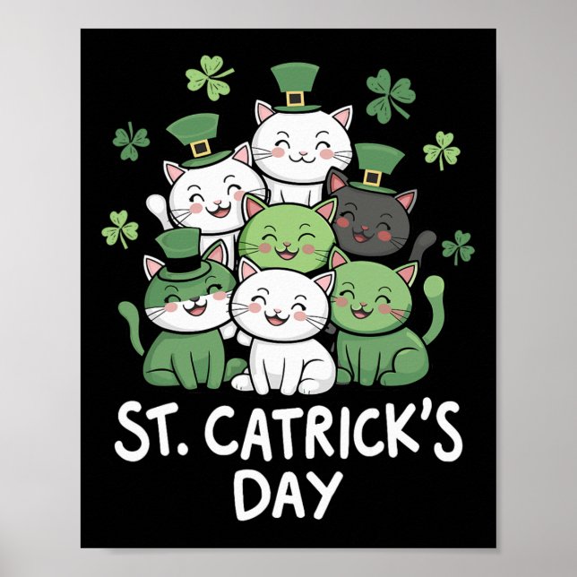 Affiche Drôle de St-Patricks Catricks Day Chats St-Patrick (Devant)