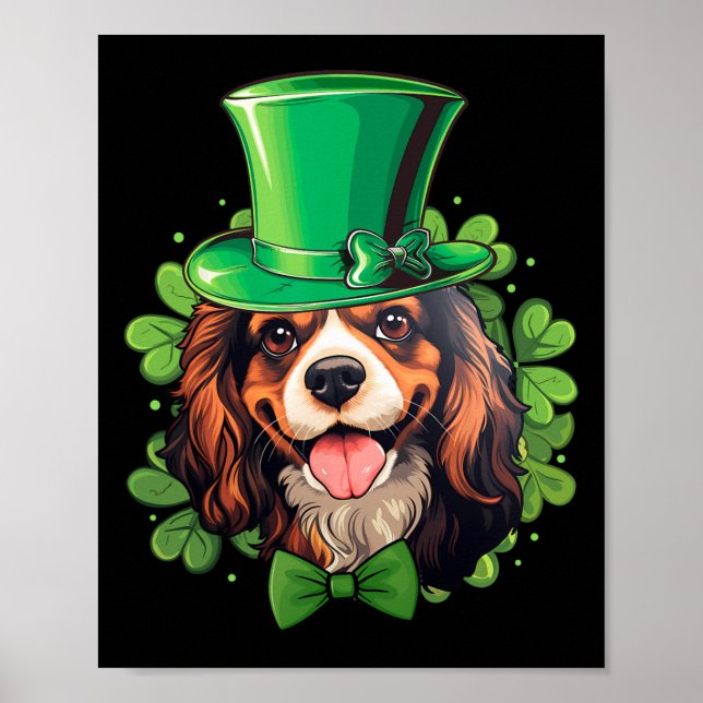 Affiche Drôle de St Patricks Cavalier King Charles Spaniel (Devant)