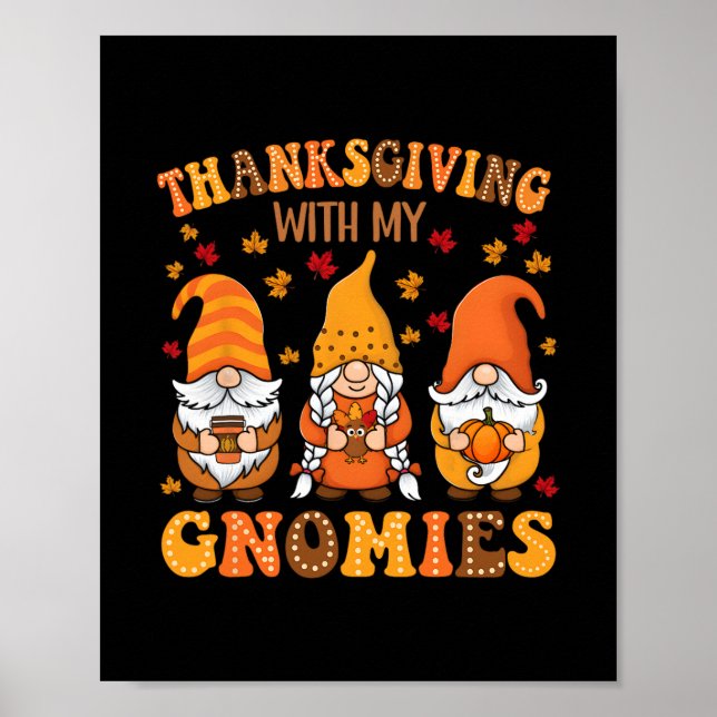 Affiche Drôle de Thanksgiving avec mes Gnomies Cute Gnome  (Devant)