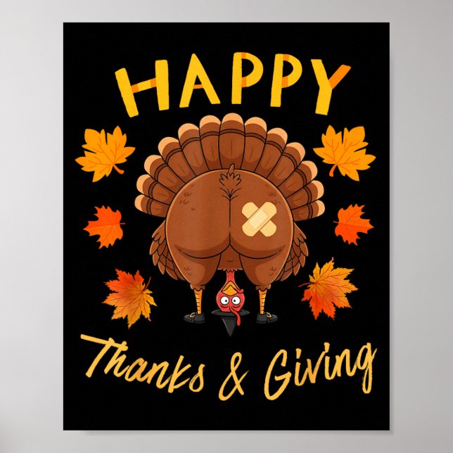 Affiche Drôle de Thanksgiving Devinez quoi Cul de Dinde  (Devant)