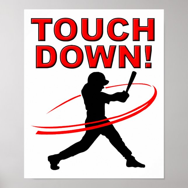 Affiche drôle de Touchdown Baseball (Devant)
