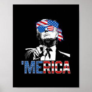 Affiche Drôle de Trump 4 juillet Merica Drapeau Américain