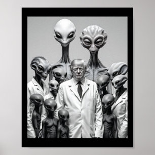Affiche Drôle de Trump avec la conspiration des extraterre