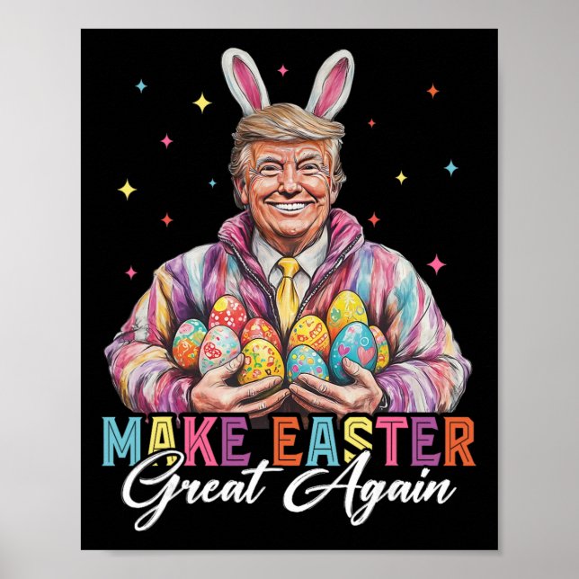 Affiche Drôle de Trump Faire Pâques Grande Again Lapin Cha (Devant)