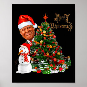Affiche Drôle de Trump portant un chapeau de Père Noël Joy