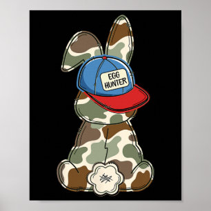 Affiche Drôle de visage de lapin de Pâques Camo pour garço
