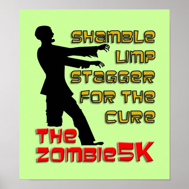 Affiche drôle de Zombie 5K (Devant)