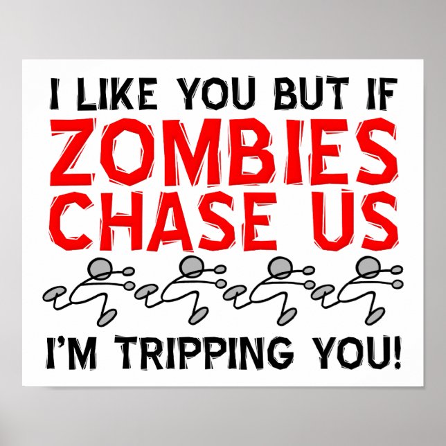 Affiche drôle de zombies qui trébuchent (Devant)