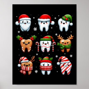Affiche Drôle Dental Noël Dents mignon Squ Dentist