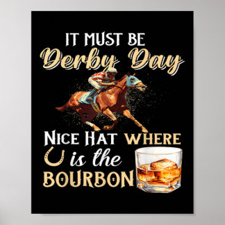 Affiche Drôle Derby Day Nice Casquette Bourbon Où Horse Ra