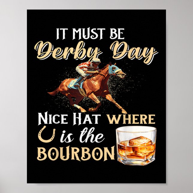 Affiche Drôle Derby Day Nice Casquette Bourbon Où Horse Ra (Devant)