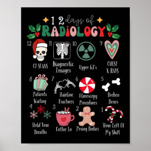 Affiche Drôle des 12 jours de radiologie Noël rayonner Xra