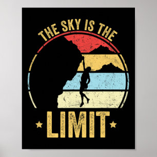 Affiche Drôle d'escalade de roche grimpeur vintage Le ciel